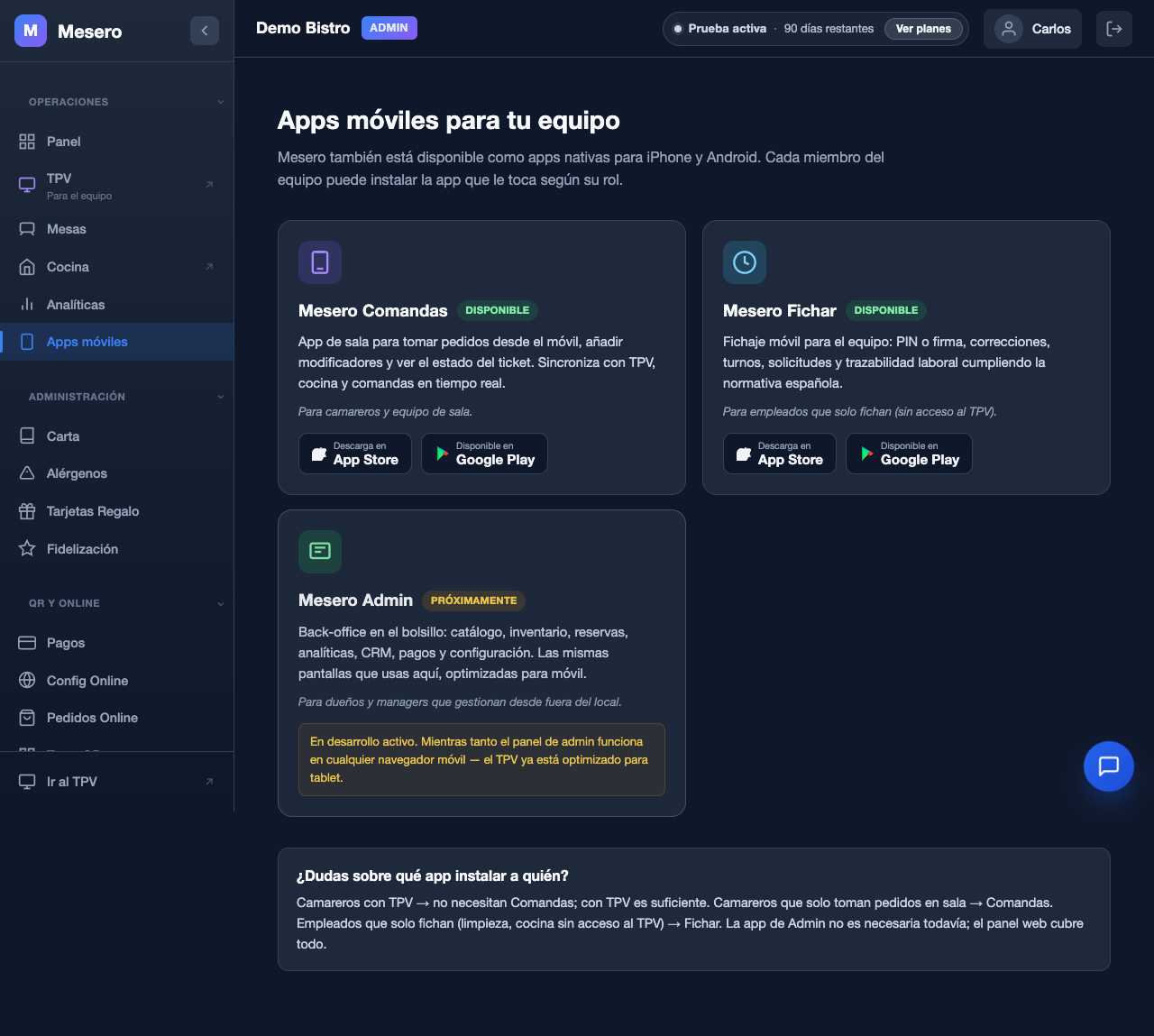 Captura de pantalla de Mesero: Apps móviles
