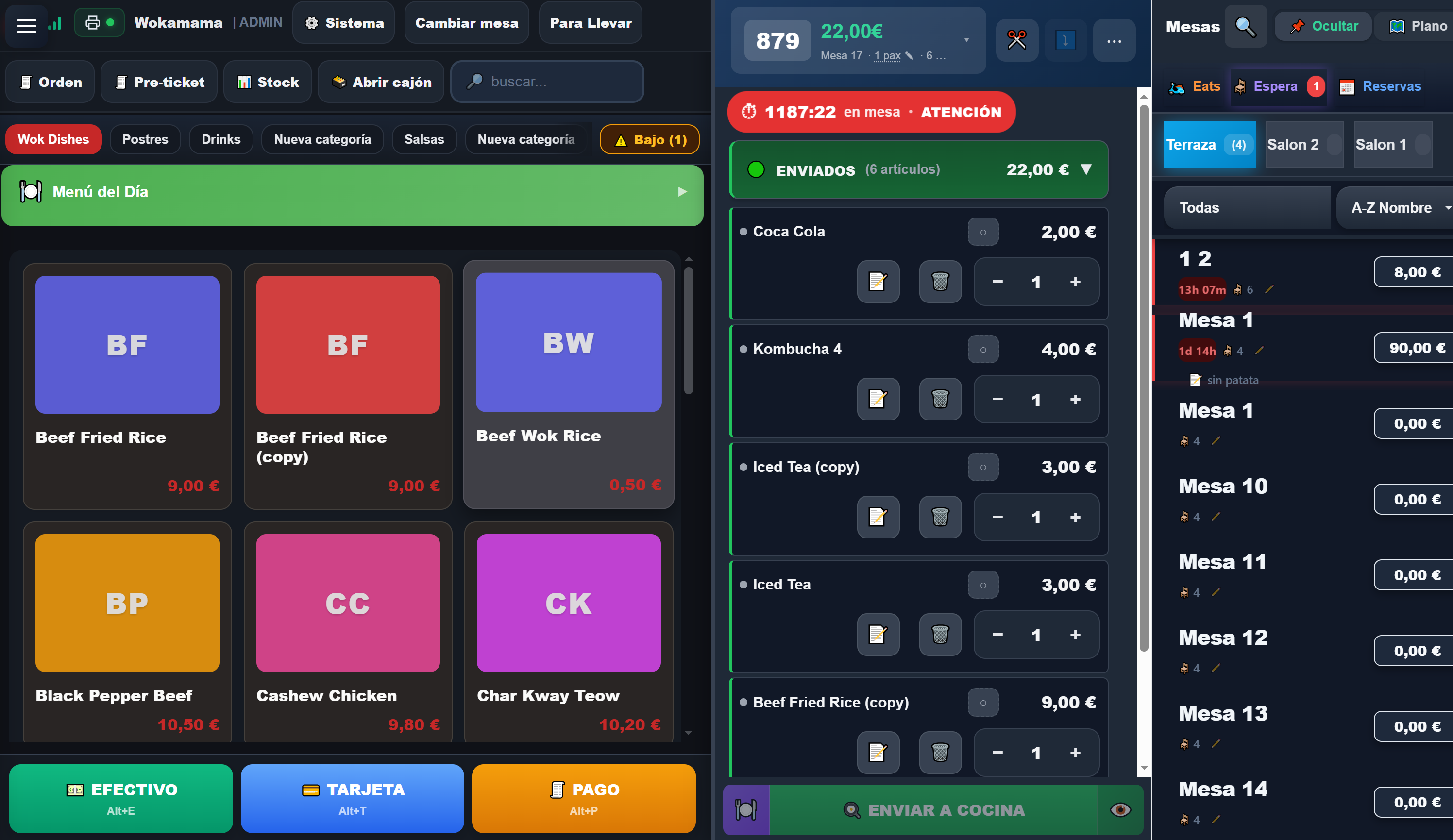 Mesero POS — point of sale interface